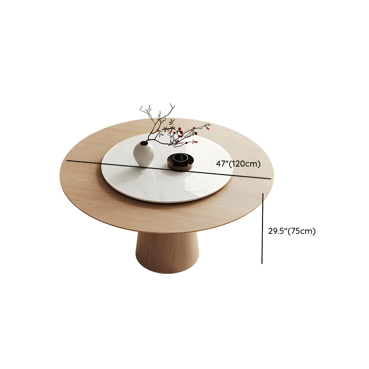 Solid Wood Round Top Dining Table Set with Cushioned Chair for Home - image 12