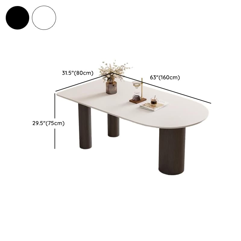 Art Deco Peninsula Dining Table with White Slate Stone Fixed Tabletop at Standard Height - image 14