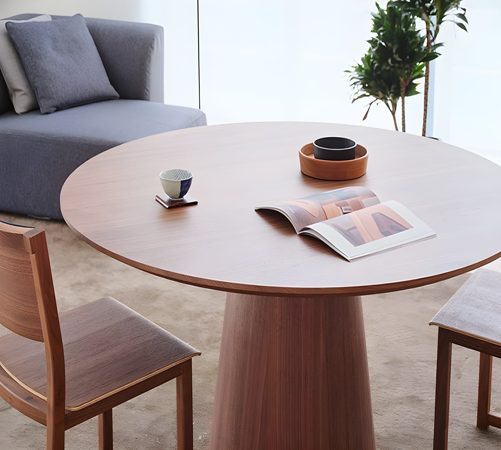 Contemporary Round Dinette Table Solid Wood Pedestal Dining Table - image 4