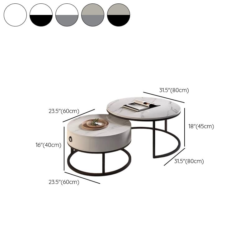 Nested Orbicular Board Game Coffee Table with Framework Base for Foyer Use - image 15