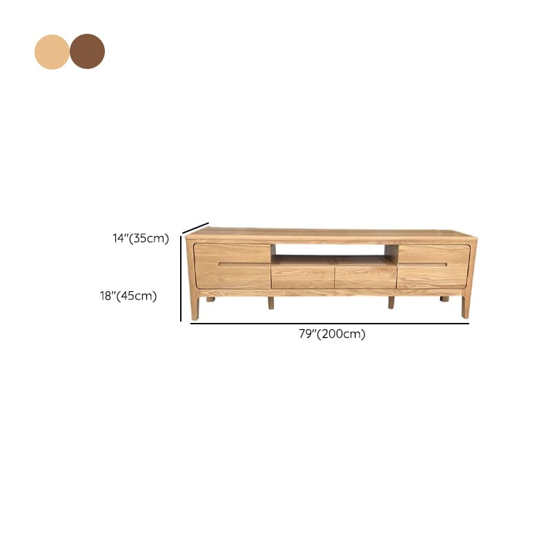 Modern Real Wood TV Stand with Shelf, 2 Drawers, 2 Cabinets, Cable Management, and Visible Storage - image 14