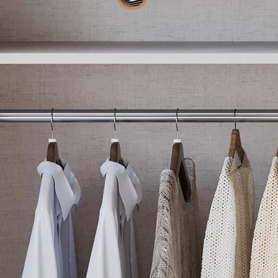 Fashionable Sliding Door Storage Wood Wardrobe with Metal Clothing Rod and Shelves in White Color - image 8