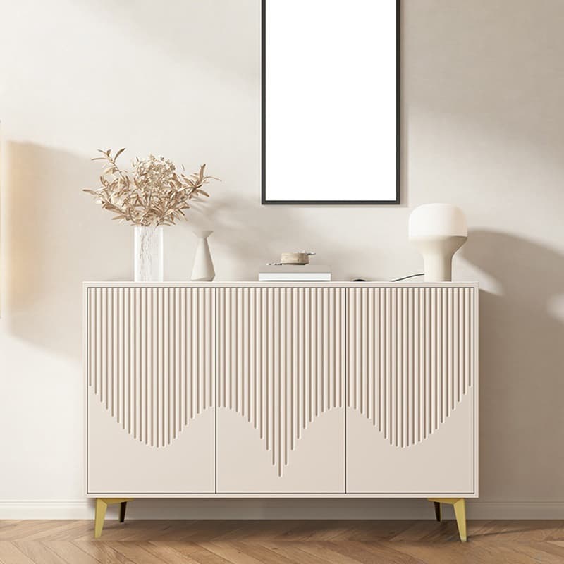 Modern Rectangular Manufactured Wood Accent Cabinet in Beige with Interior Partitions and Metal Legs - image 9