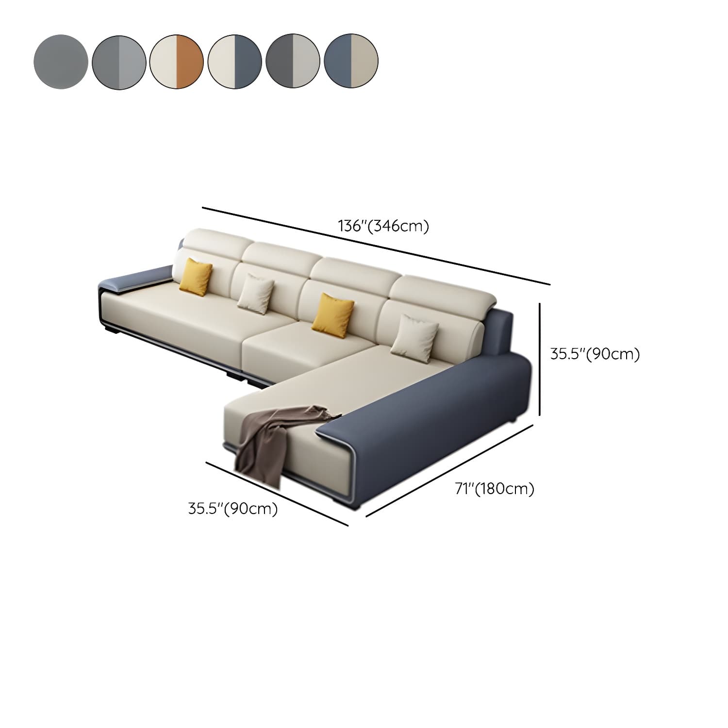 Modern L-Shape Sofa Chaise Sectional Set in Tech Cloth Features Storage and Seat for 4 - image 14