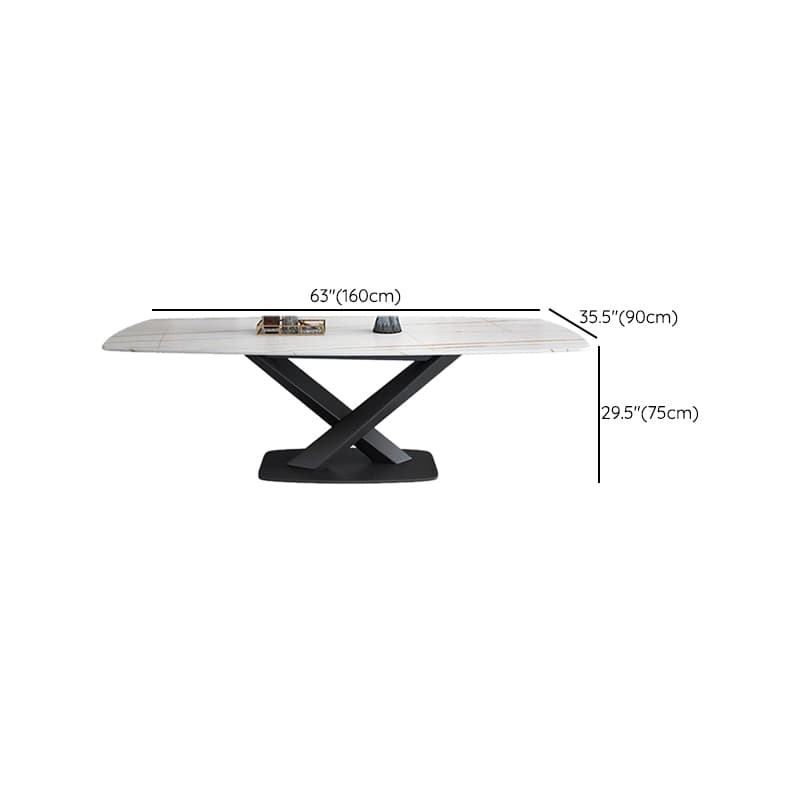 Dining Table Set in Minimalist Style with White Slate Top, Stump Base, Padded Chair with Back - image 8