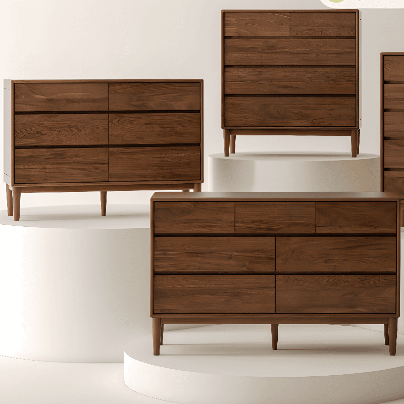 Modish Horizontal/Vertical Cocoa Double Dresser/Lingerie Chest in Raw Wood with 5 Drawers/7 Drawers/6 Drawers