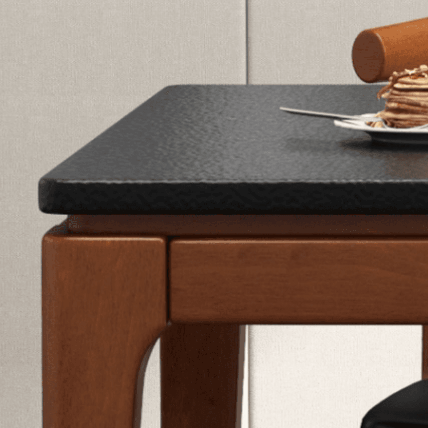 Scandinavian Rectangular Sintered Stone Dining Table Set with Four Legs Fixed Table for 4/2 People in Ink/Chalk - image 7