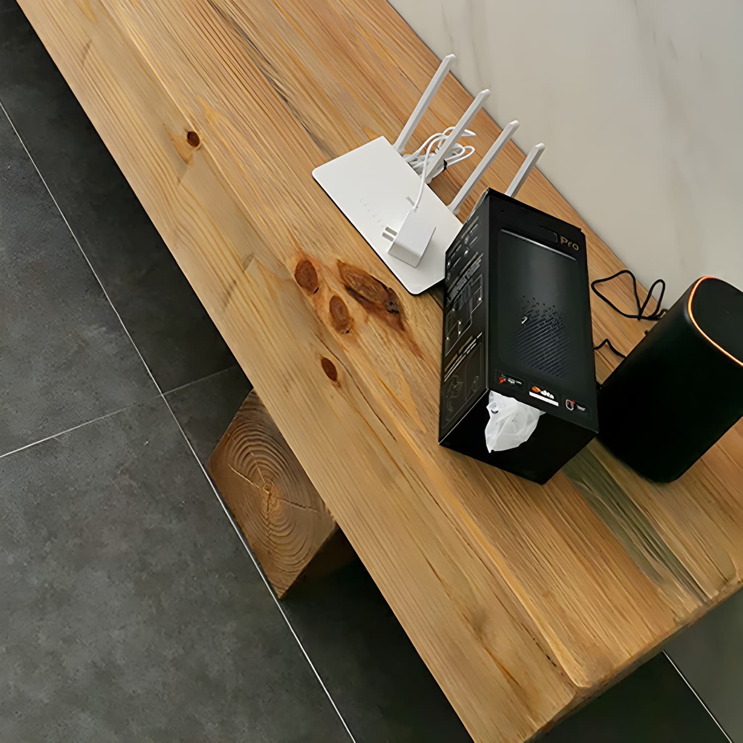 Scandinavian Natural TV Stand Console in Pine Wood - 15.7" H - image 9