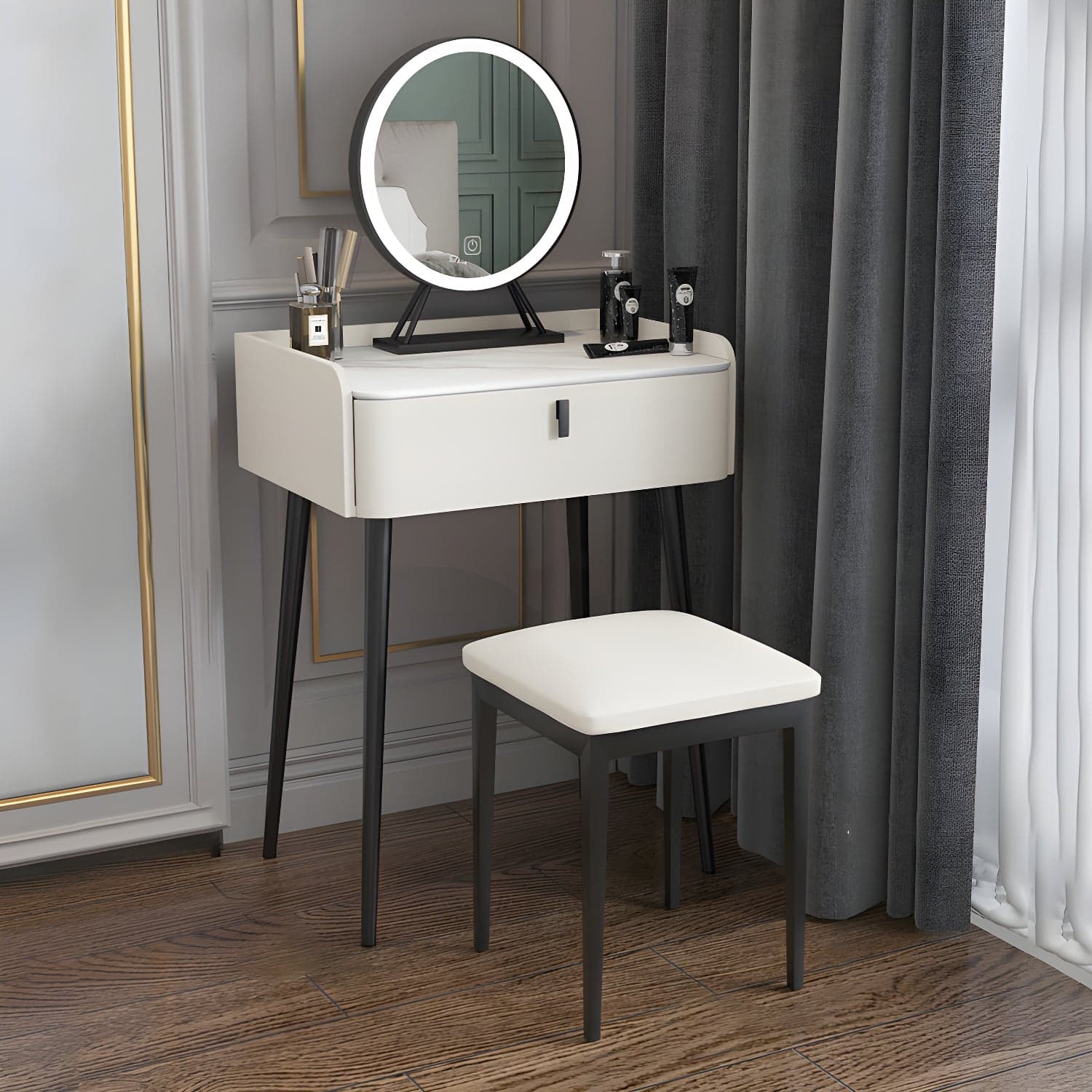 15" Wide Contemporary Make-up Vanity Mirror Dressing Table with Drawer - image 6