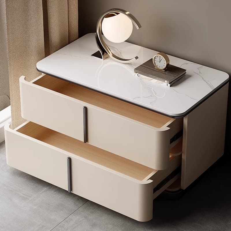 Modish Drawer Storage Bedside Table with 2 Drawers and Sintered Stone Countertop - image 13