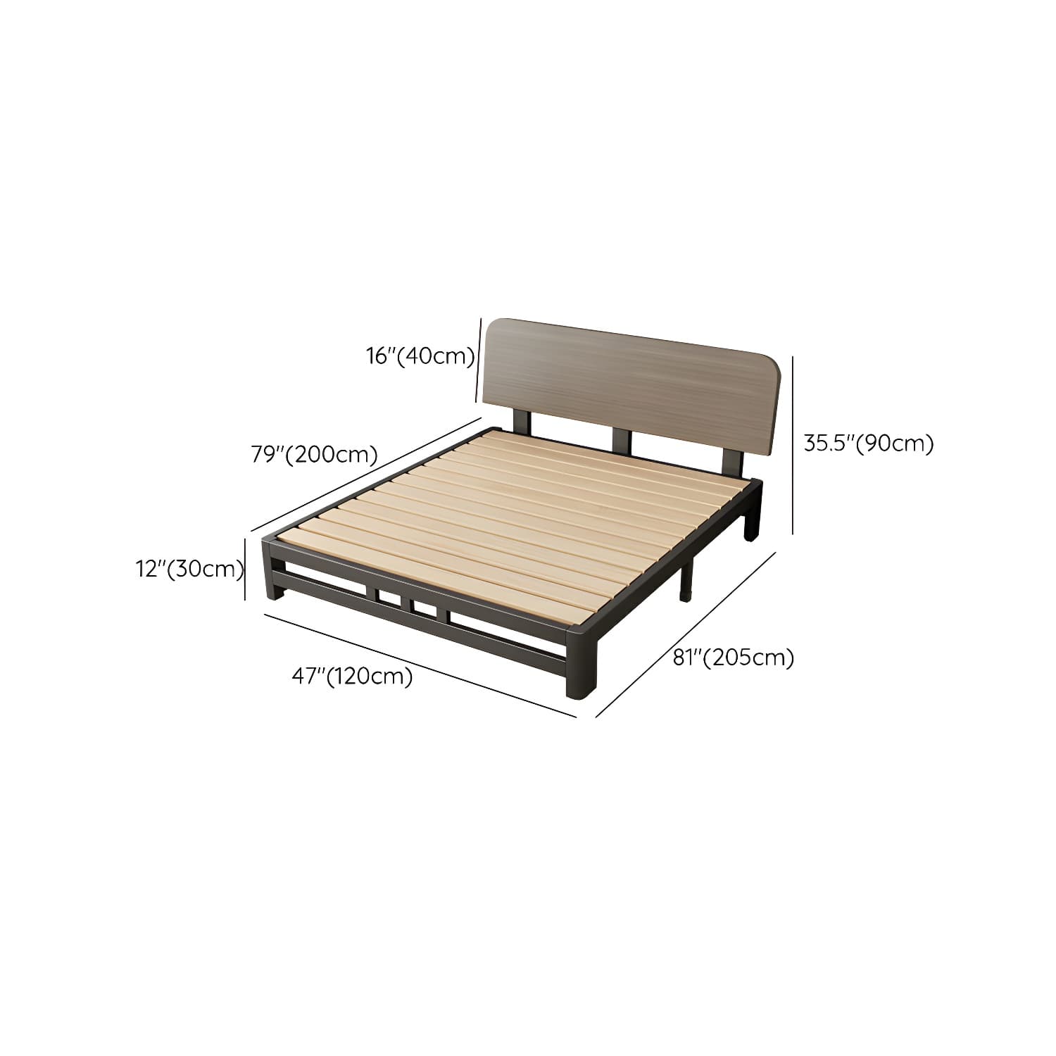 Modern Black Metal Bed with Included Headboard and Non-Upholstered Design - image 11