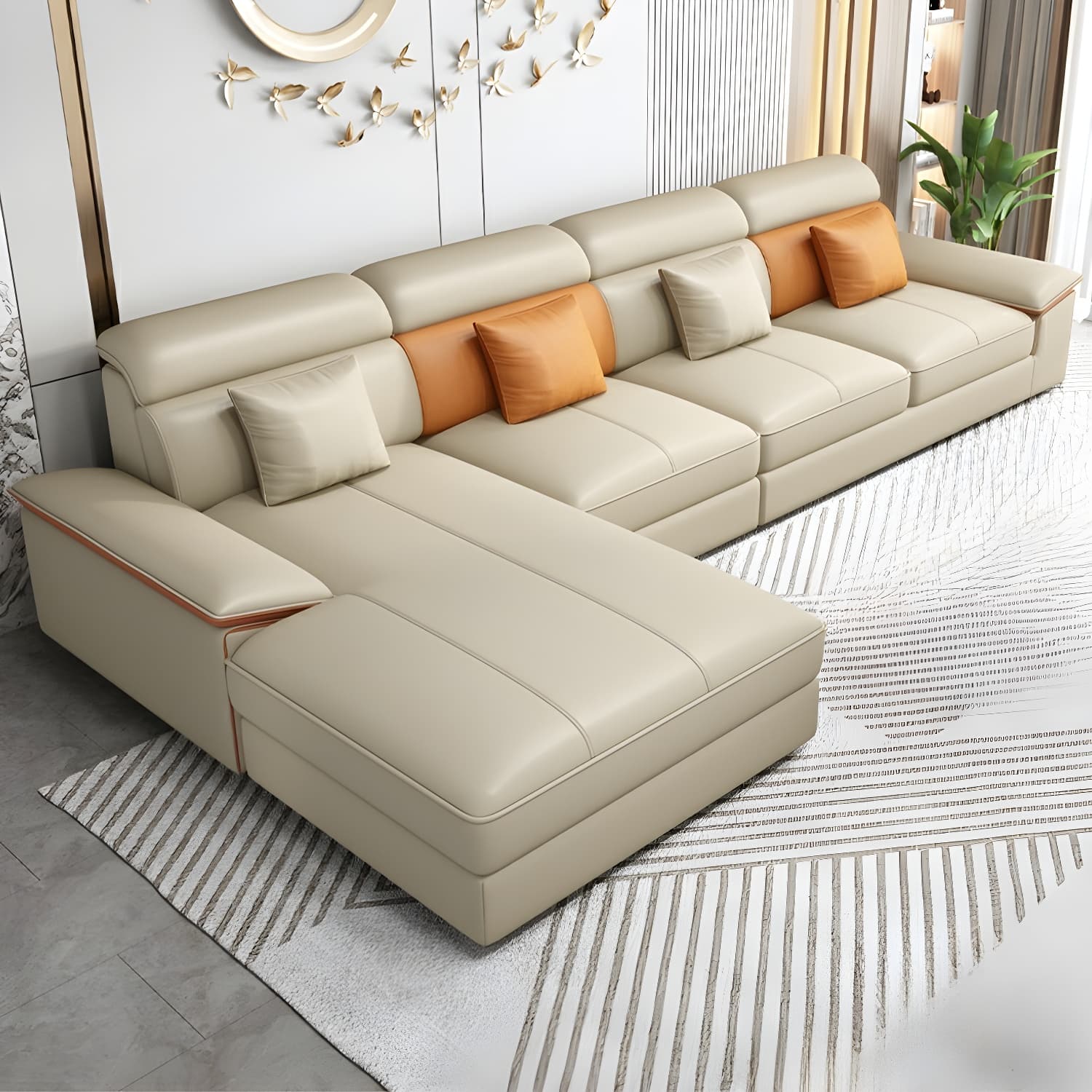 Modernism Pillow Top Arm Sectional with Chaise for Living Room - image 6