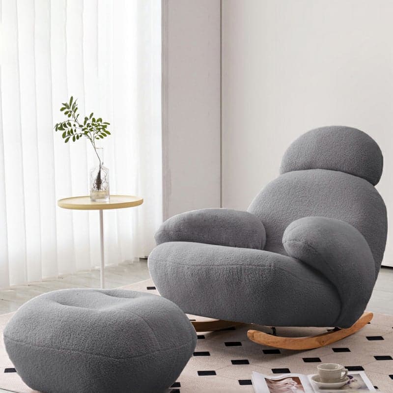 Attractive and Comfortable Designer Indoor Rocking Chair with Natural Wood Legs