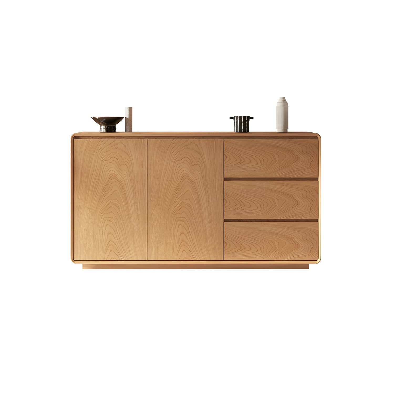 Scandinavian Wood Sideboard with 3 Drawers and 2 Doors, Overall Width 40cm, Overall Height 80cm