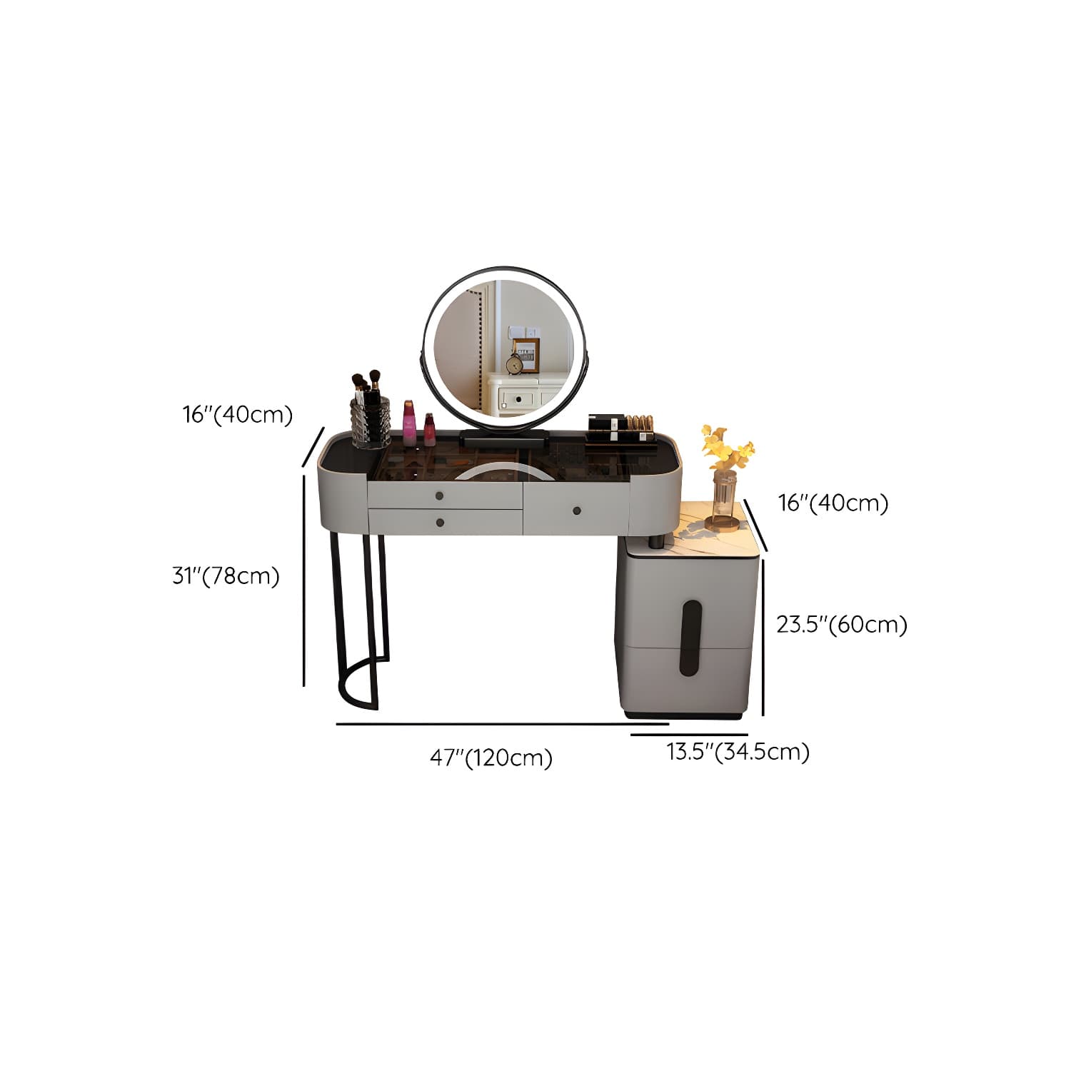 Contemporary Wood Make-up Vanity 15.75" Wide Make-up Vanity with Drawers - image 26