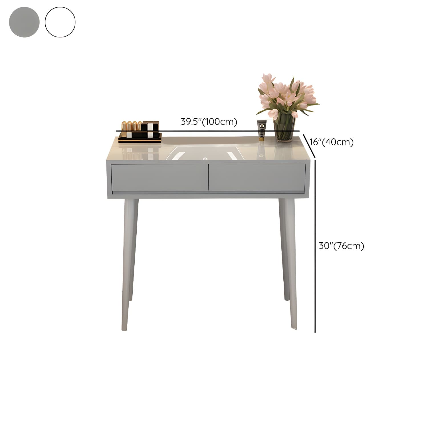 Contemporary Lighted Mirror Makeup Vanity Desk in Wood Vanity Dressing Table Set - image 16