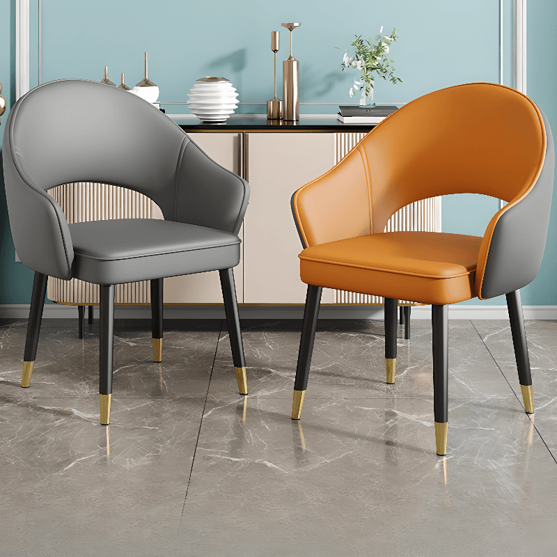 Modish Arm Chair with Ventilated Back, Padded Upholstery, Arms, and Steel Legs - image 10