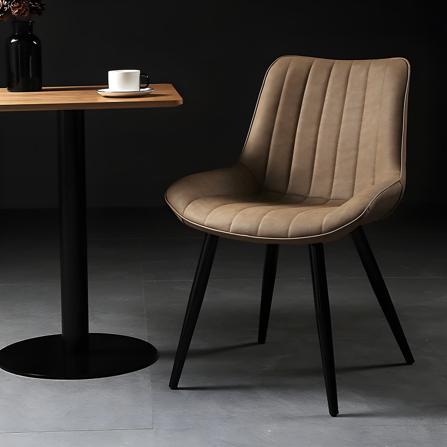 Modern Design Faux Leather Side Chair with 4 Metal Black Finish Legs Solid Back Armless Chair - image 21