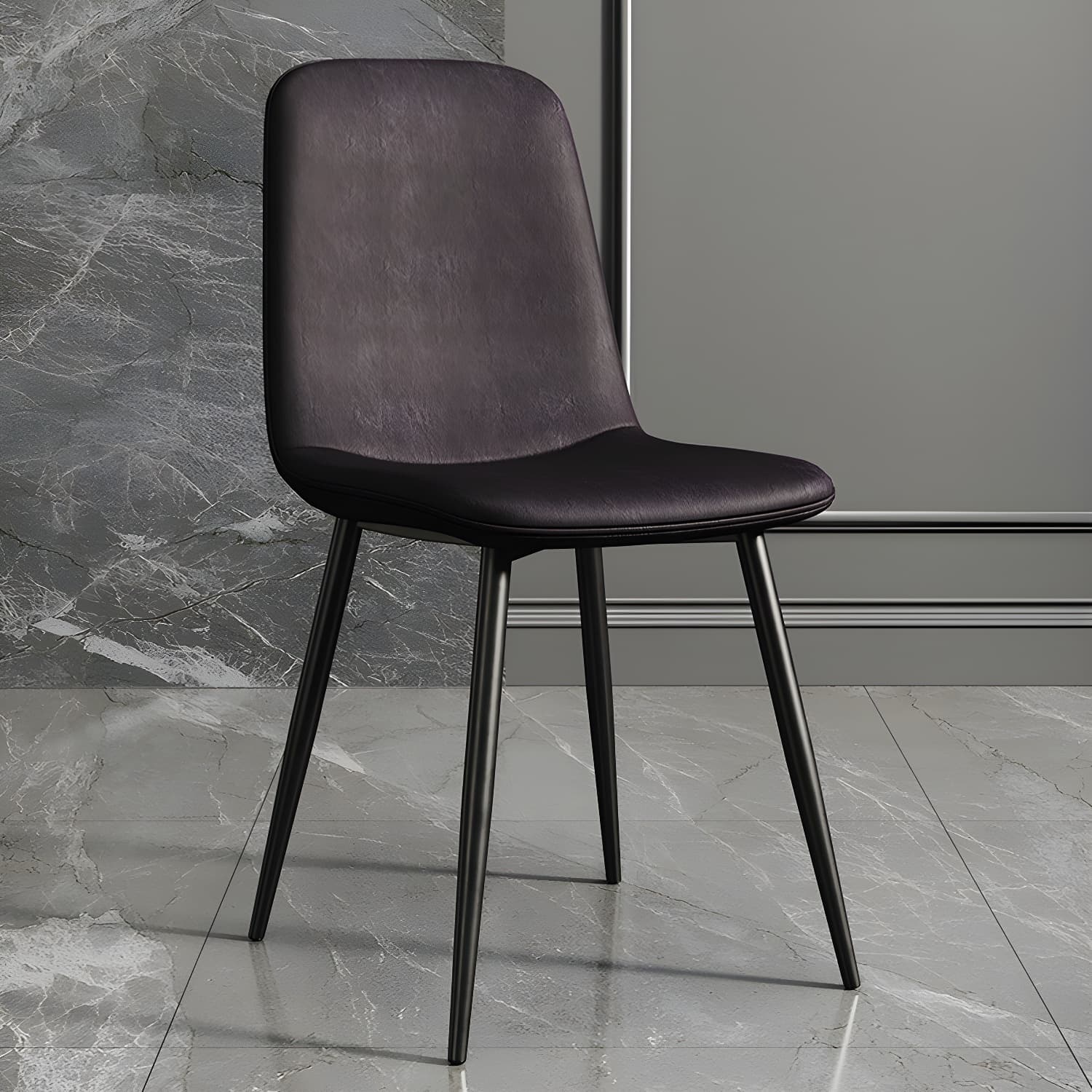 Faux Leather Dining Side Chair with Metal Frame and Low Back - image 4