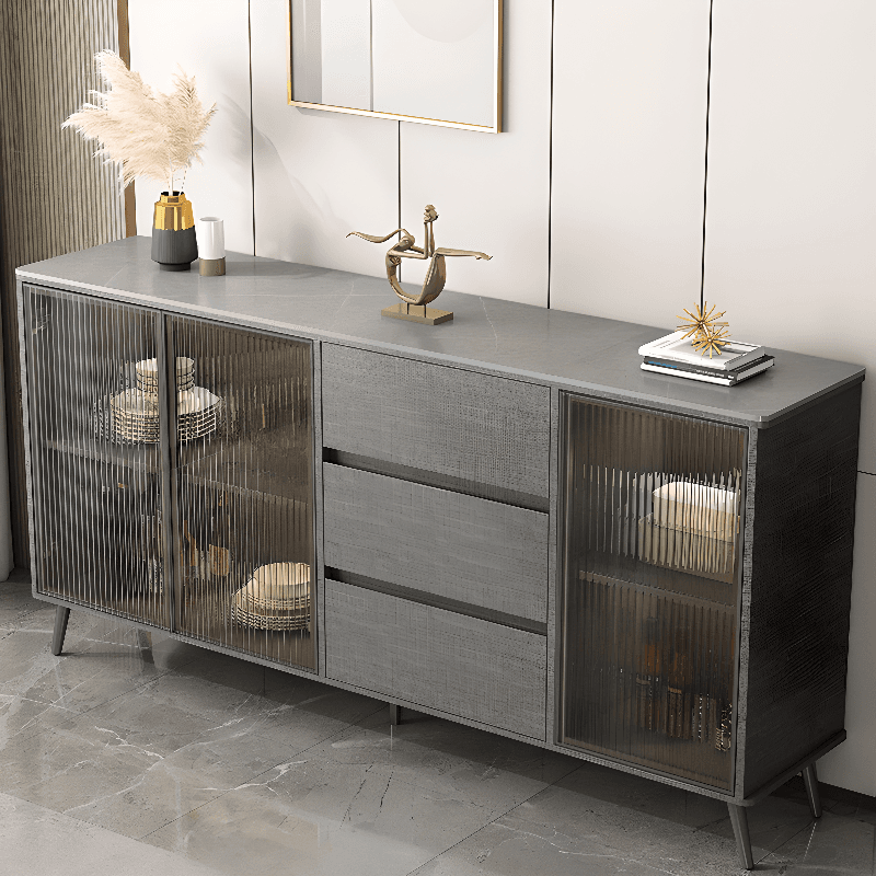 Sintered Stone Standard Ground Sideboard with Glass Doors, 3 Drawers & 1 Shelf - image 5