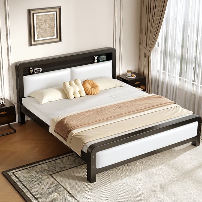 Minimalist Solid Color Storage Bed with Iron Frame and Leg for Living Room - image 5