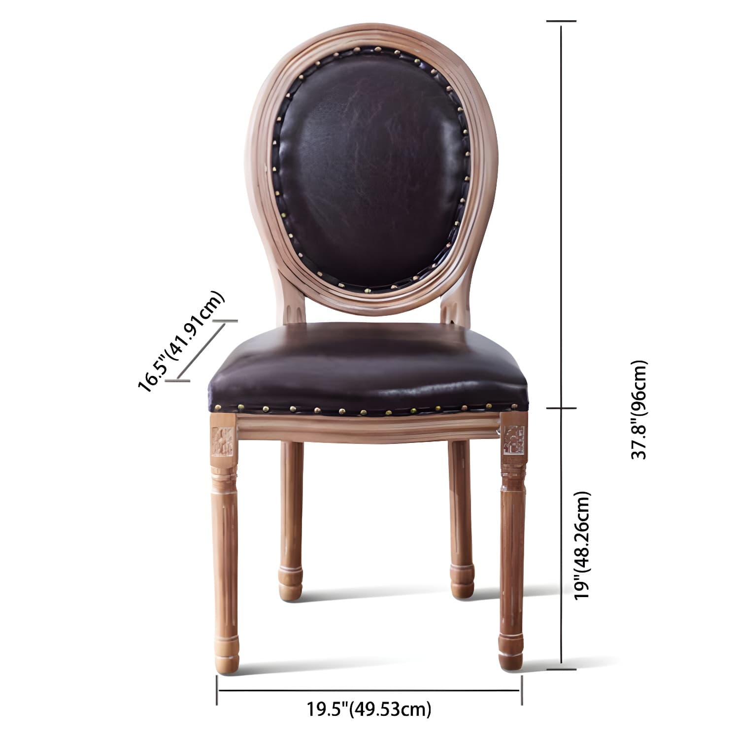 Solid Wood Country Style Dining Room Chair Matte Finish King Louis Back Side Chair - image 25