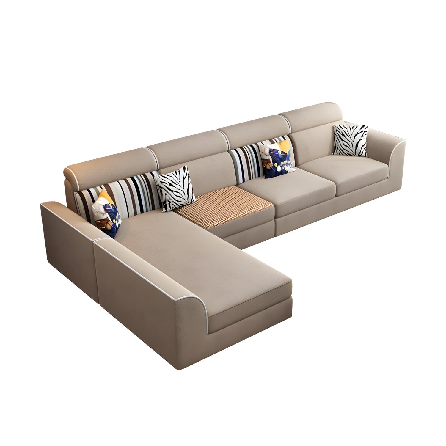 Scandinavian Reversible L-Shape Modular Wood Frame Corner Sectional with Chaise - image 8