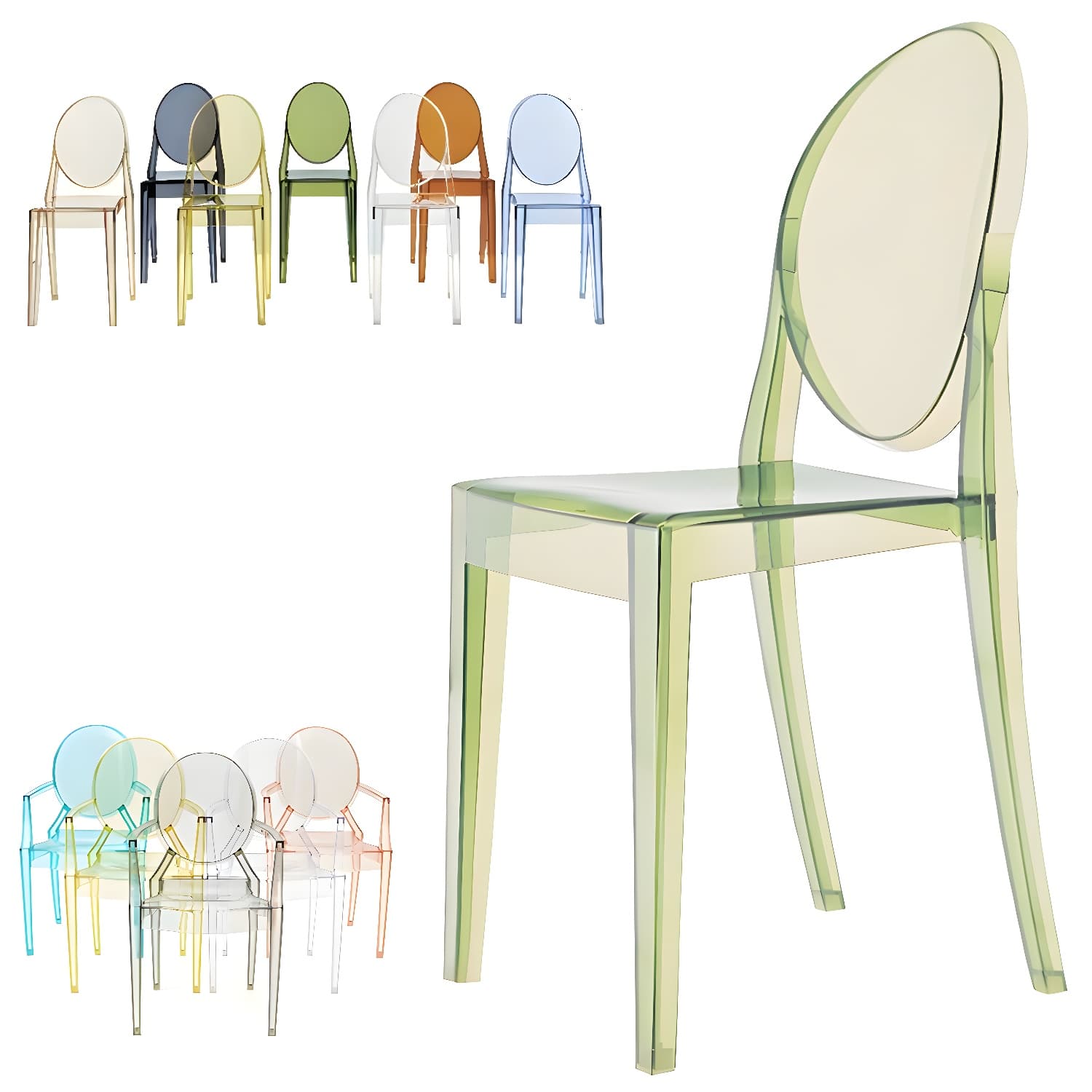 Scandinavian Winehouse Plastic Side Chair Transparent Open Dining Chair (Set of 4) - image 18