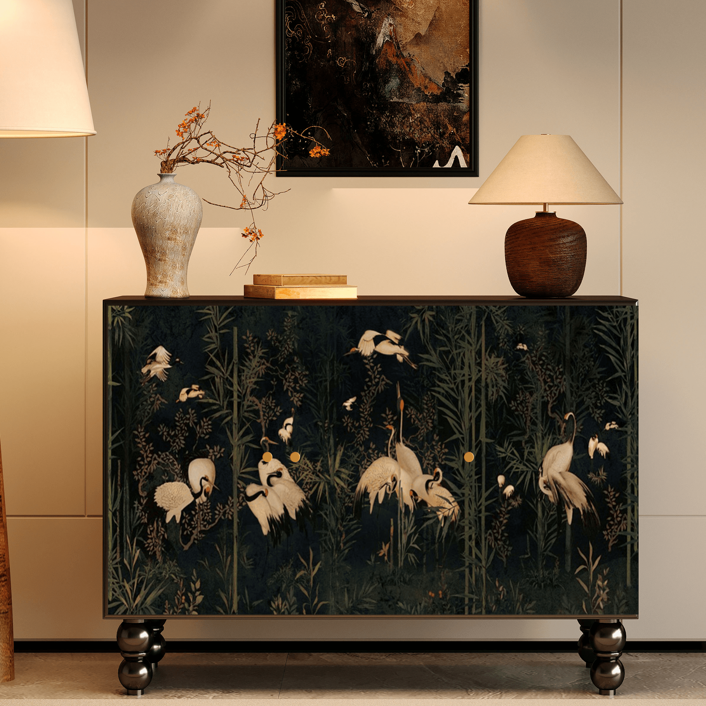 Classicist Narrow Timber Sideboard with Hutch, 3 Shelves, 3 Doors and Larder - image 45