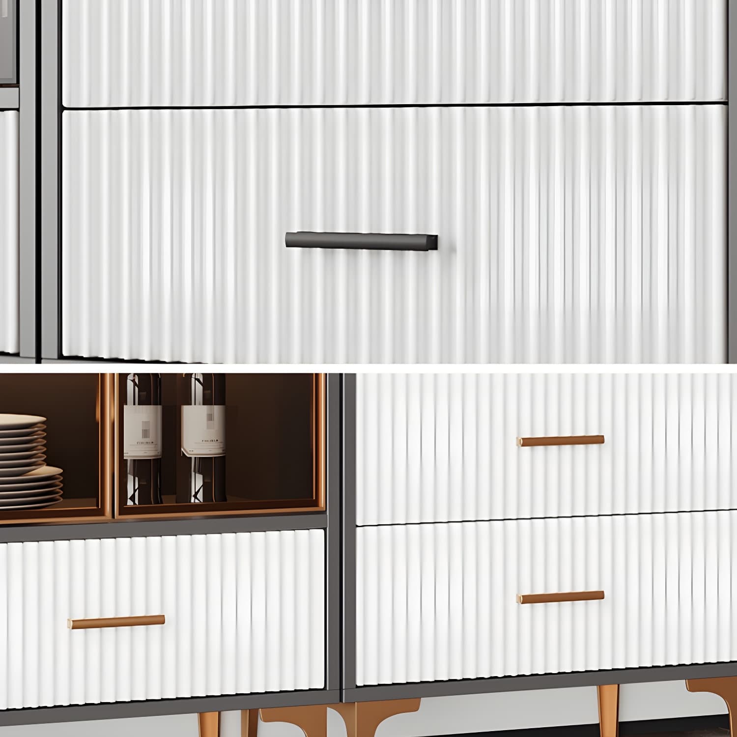 Contemporary Sideboard Cabinet for Dining Room with Glass Doors & Drawers Included - image 15