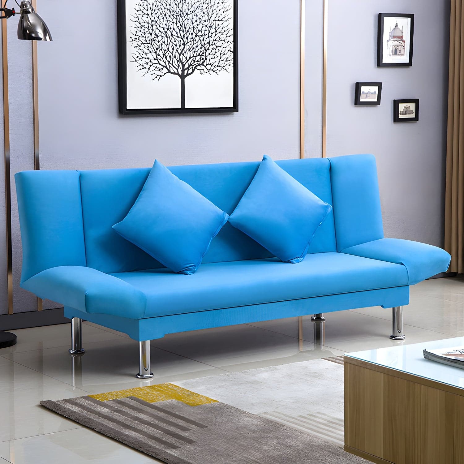 Silver Transitional Modern Tight Back Sofa Bed 29.53"High Armless Sofa Bed - image 31