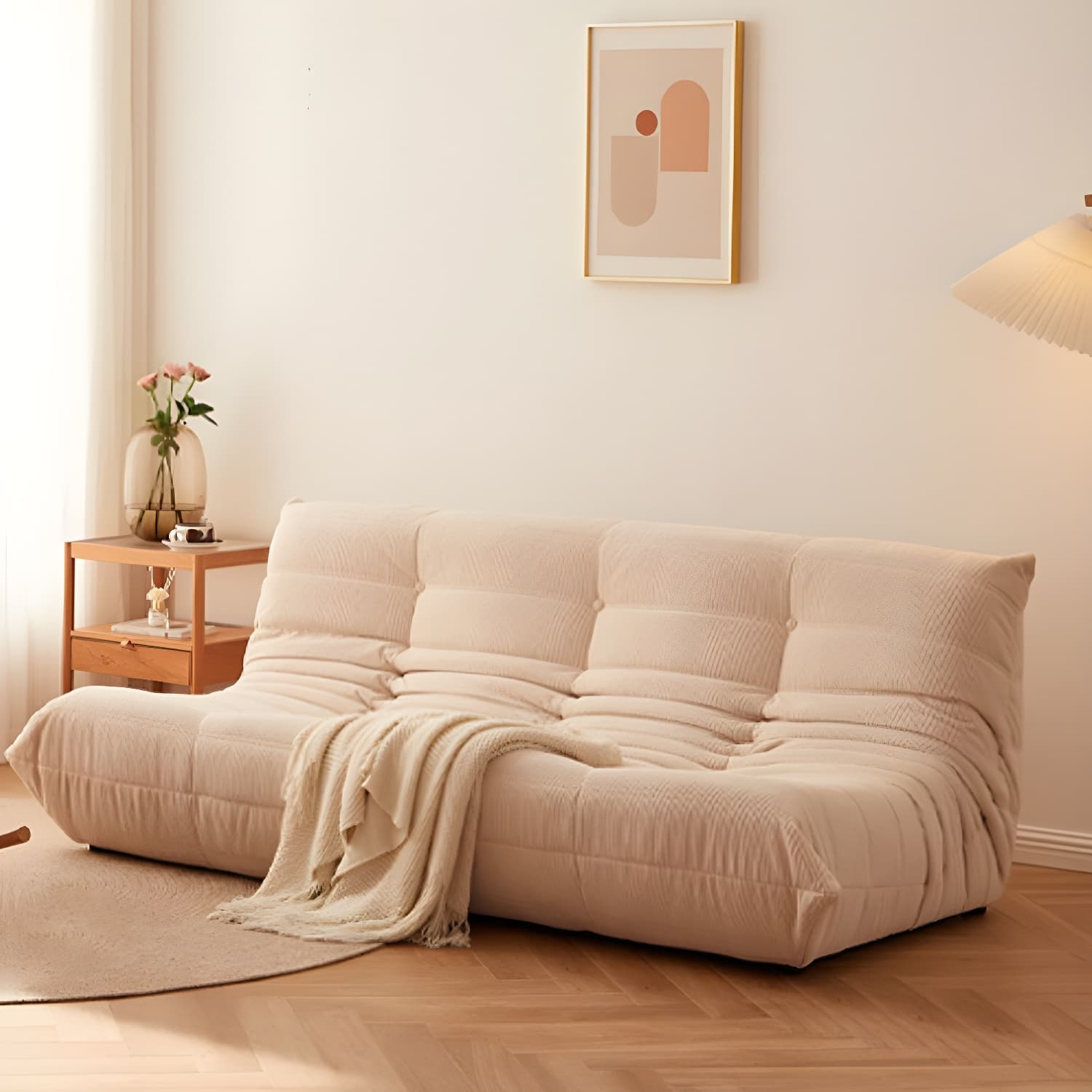 Modern Tufted Cushions Armless Living Room Wooden Standard Seating - image 28