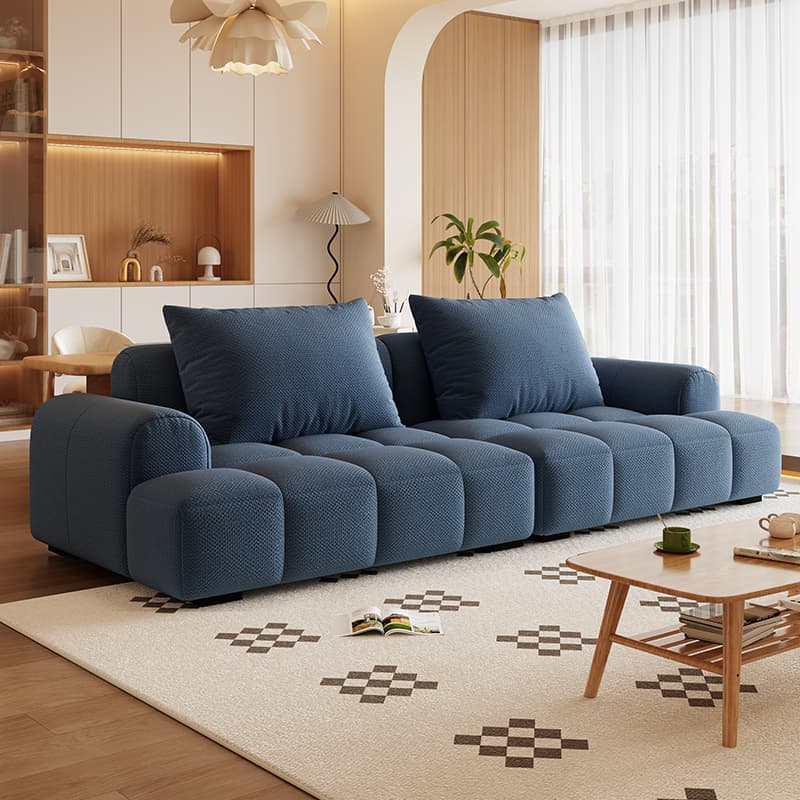 Modern Solid Color Tear Resistant Sofa Couch in Grey/Olive Green/Ivory, Seats 5 with 2 Pillows