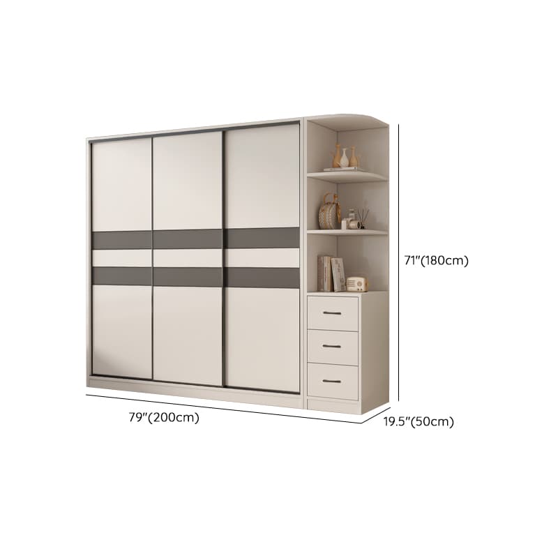 Chalk Nordic Timber Wardrobe with 3 Drawers, Self-supporting Design, Soft Close Door, and Clothing Rod - image 28