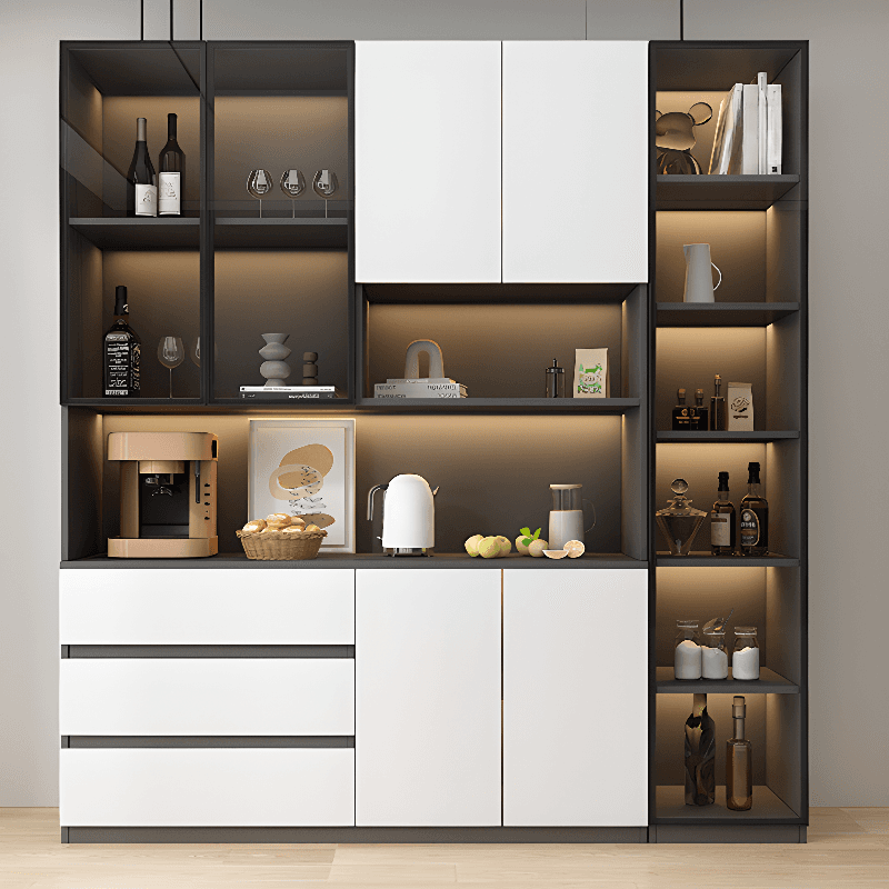 Two Toned Unclosed & Self-supporting Wide Sideboard with 2 Shelves & Benchtop - image 13