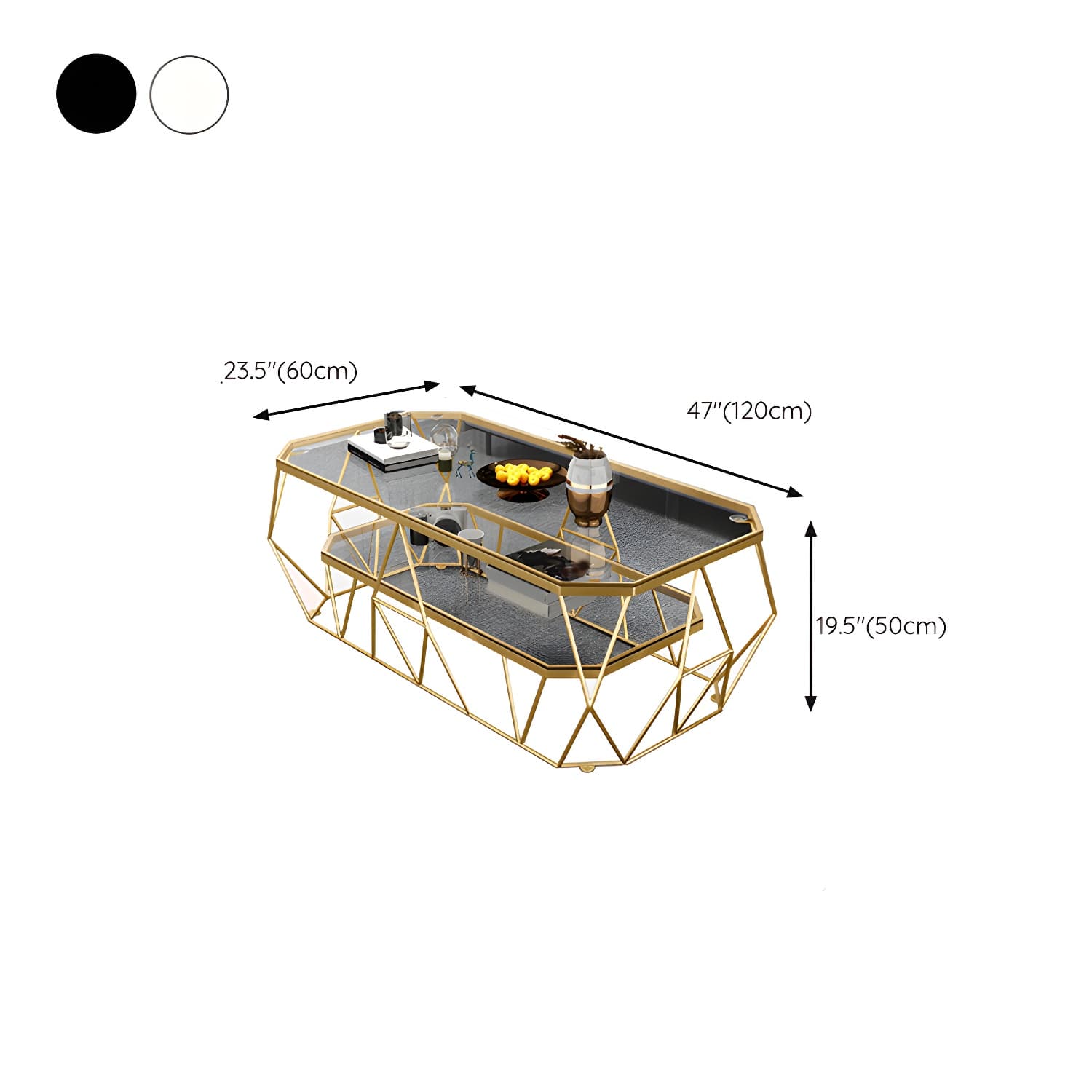 Octagon Glass Glam Coffee Table with Gold Iron Frame and Tempered Glass Top - image 11