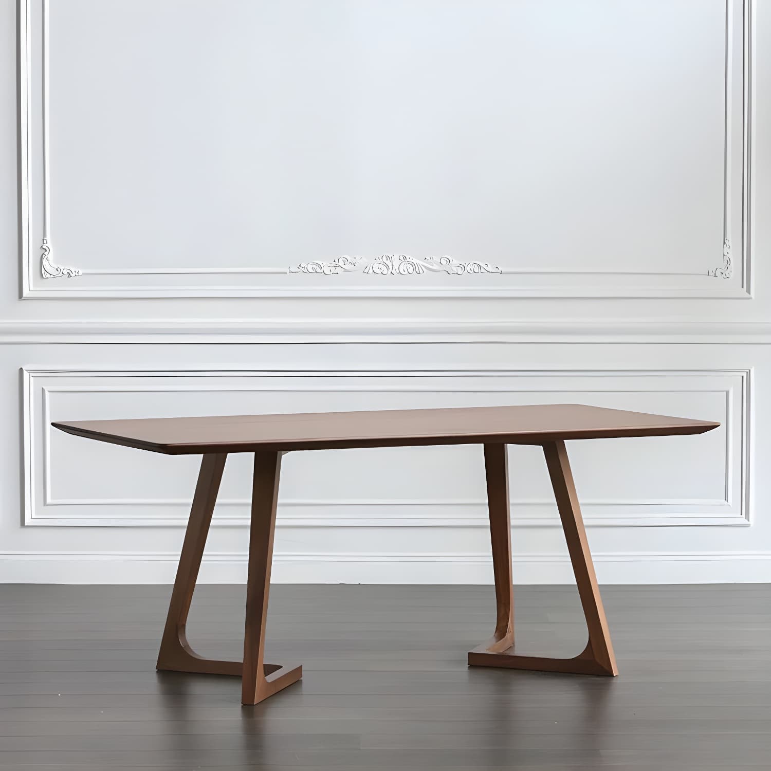 Rectangle Wood Dining Table Solid Wood Table Modern with Double Pedestal Base - image 4