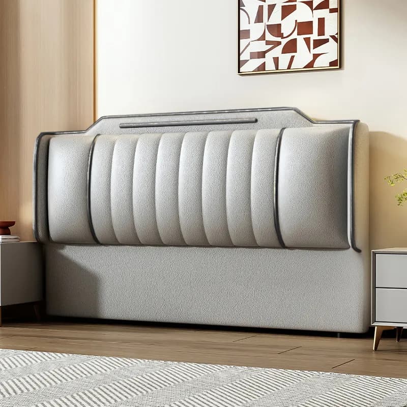 Simplistic Style Panel Headboard in Natural Wood with No Distressing, Rectangular Shape for Queen/Full/Twin XL Bed, Featuring Sponge Upholstery and Standard Height