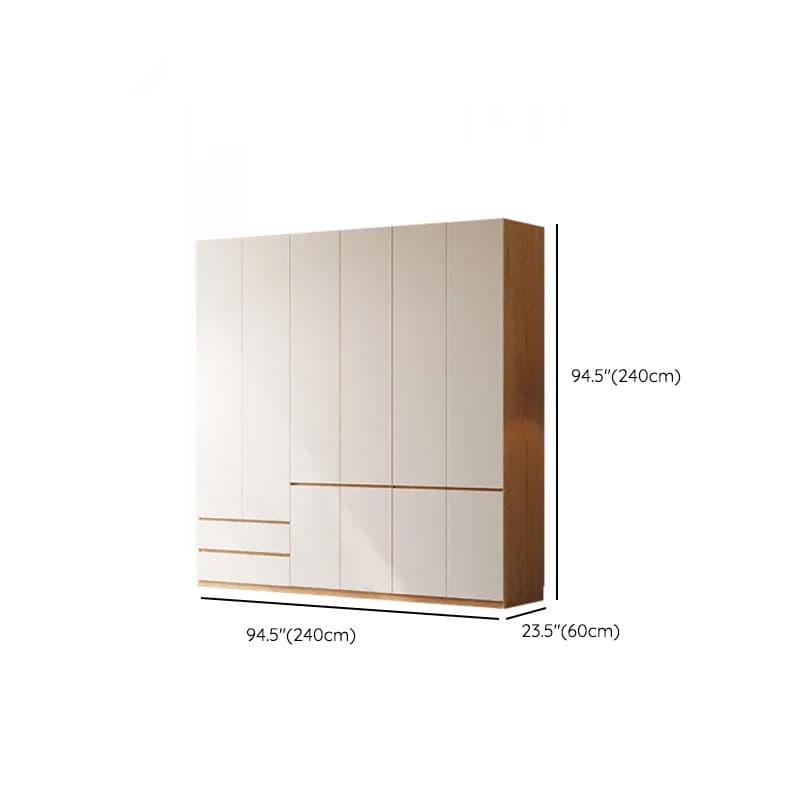 White Minimalist Manufactured Wood Wardrobe Closet with Soft Close Drawer, Soft Close Door, Interior Shelves, and Clothing Rod - image 22