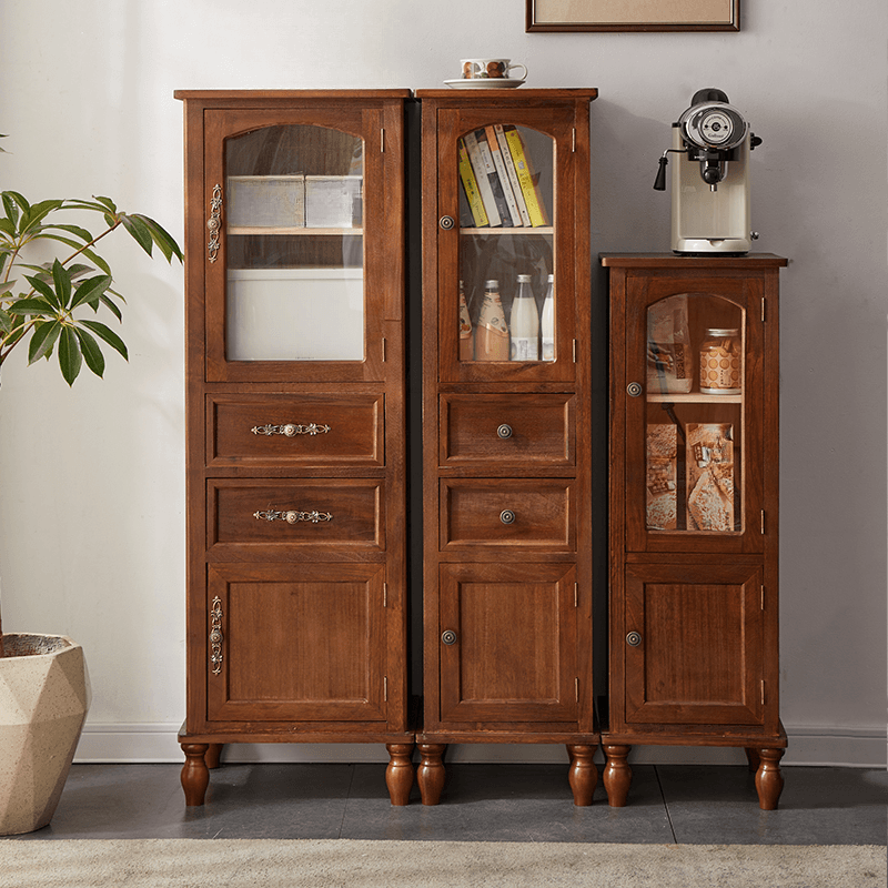 Classic Parlor Independent Accent Cabinet with Distressed Wood Finish, Damp-proof and Bun Feet - image 4