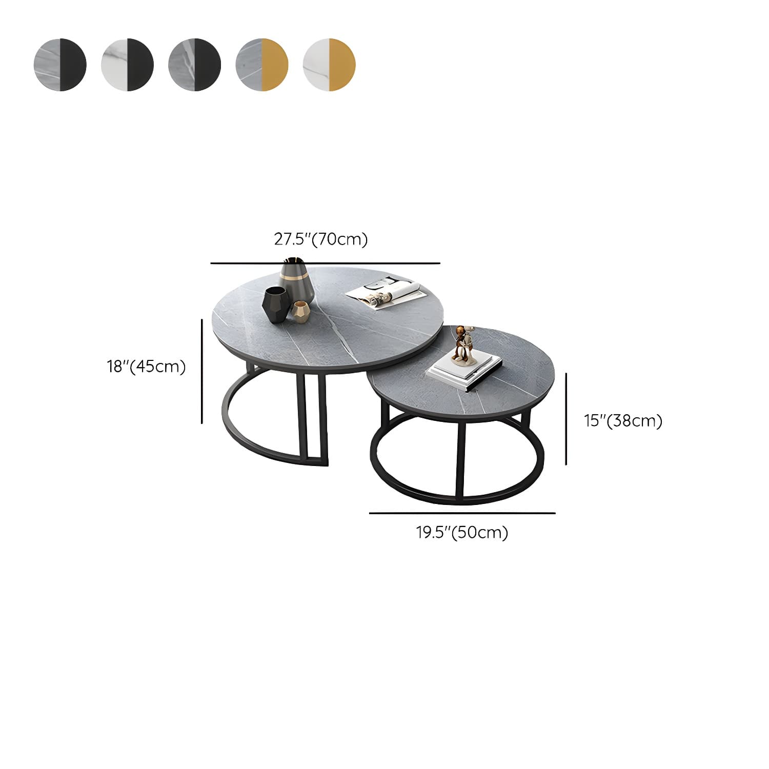 Contemporary Nesting Coffee Table Set Stone Frame Coffee Table Set - image 18