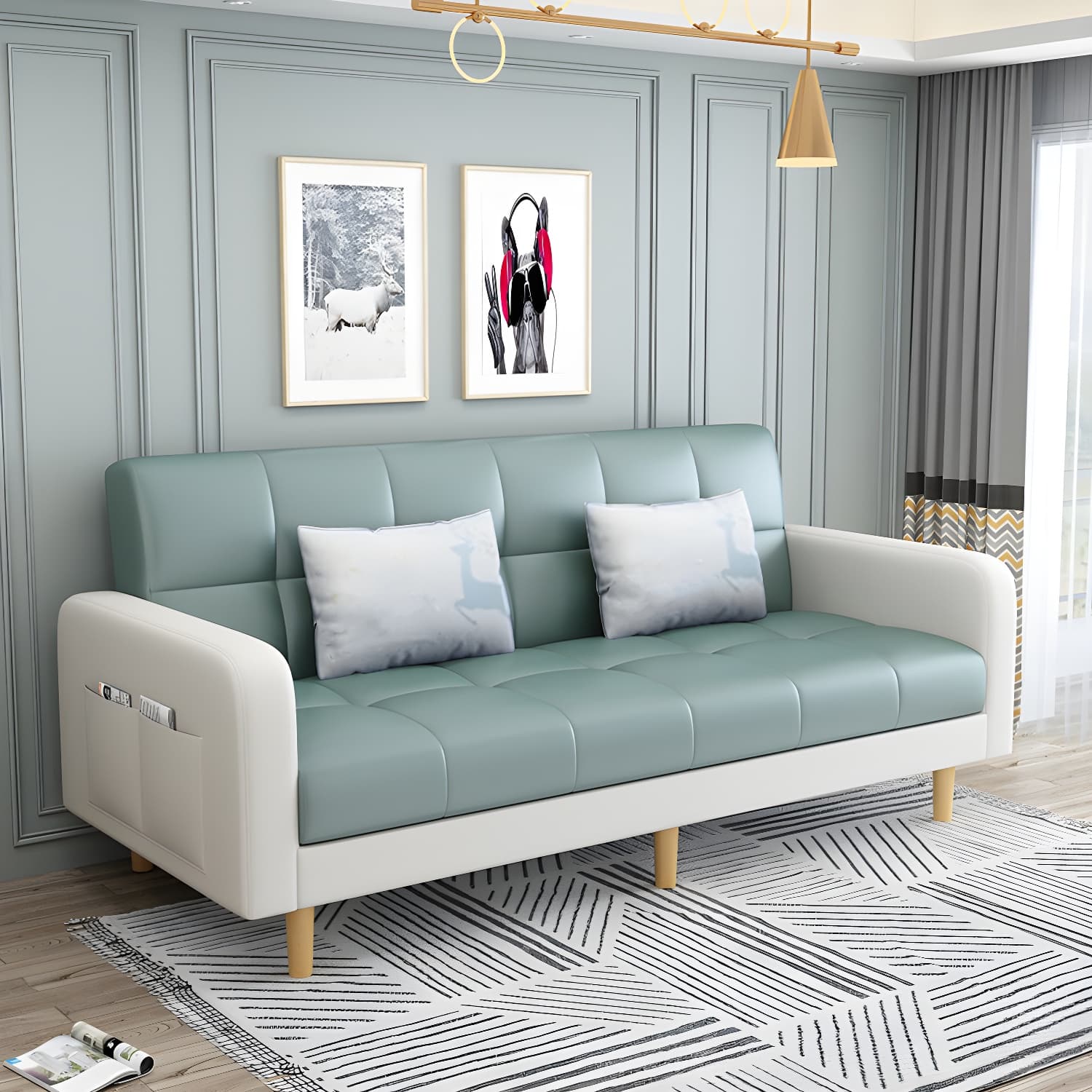 Convertible Biscuit Back Sofa Bed 32.28"High Square Arm Sofa for Apartment - image 16