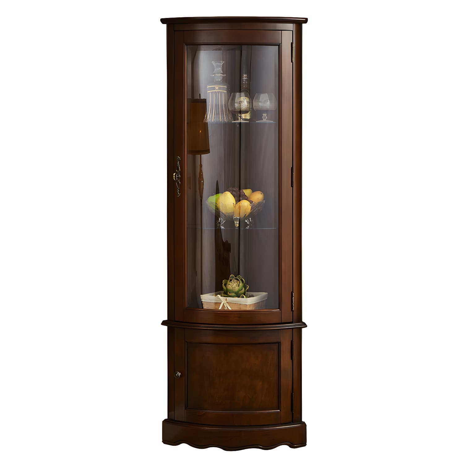 Industrial Triangle Accent Cabinet Solid Wood Storage Cabinet with Glass Doors - image 7