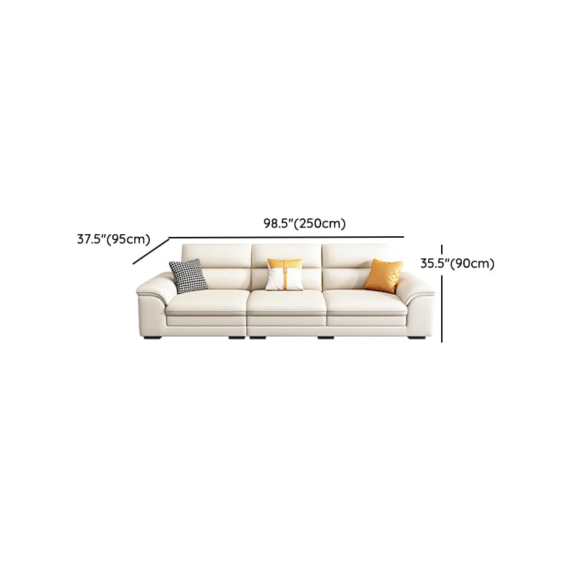 Standard Genuine Leather Sectional, Pillow Top Arm, Cushion Back, Beige, Birch Wood - image 14
