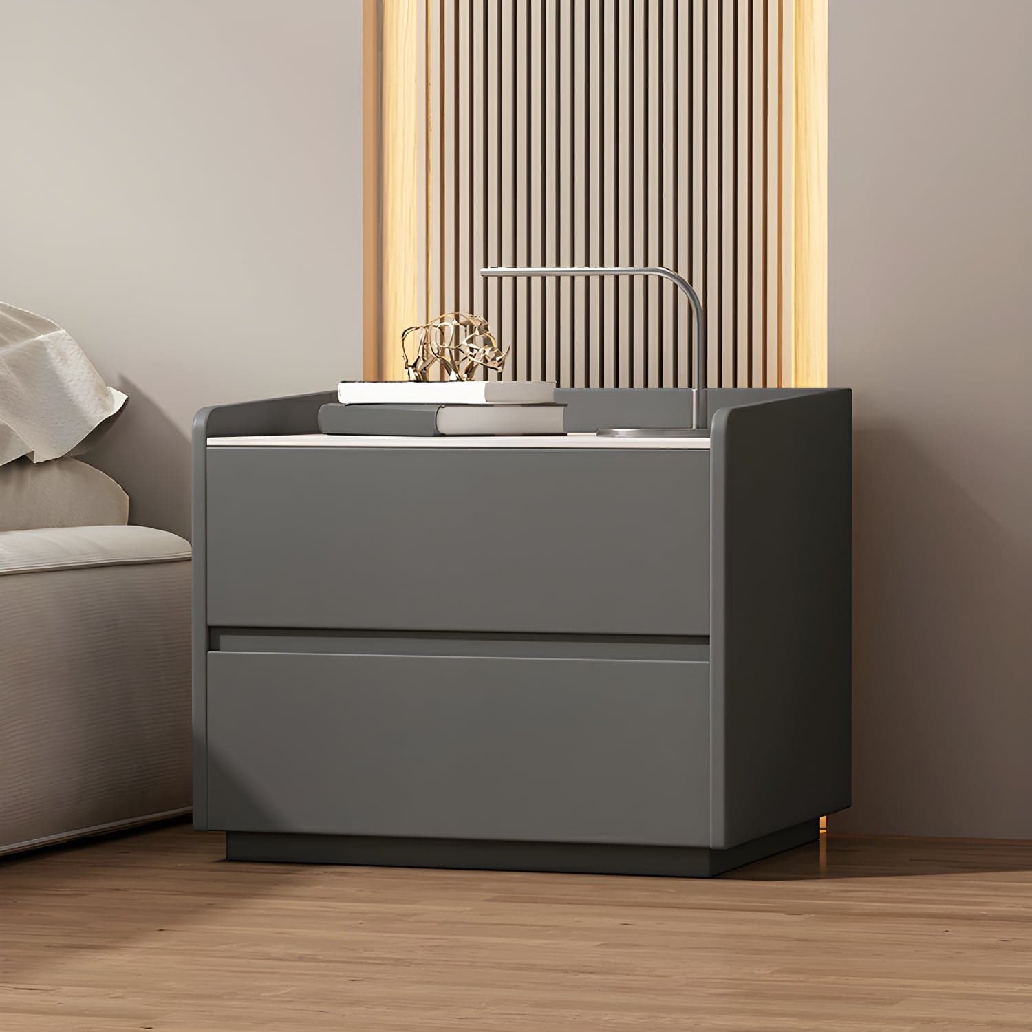 White Slate Countertop Nightstands Increase The Surrounding Height to Prevent Falling - image 5