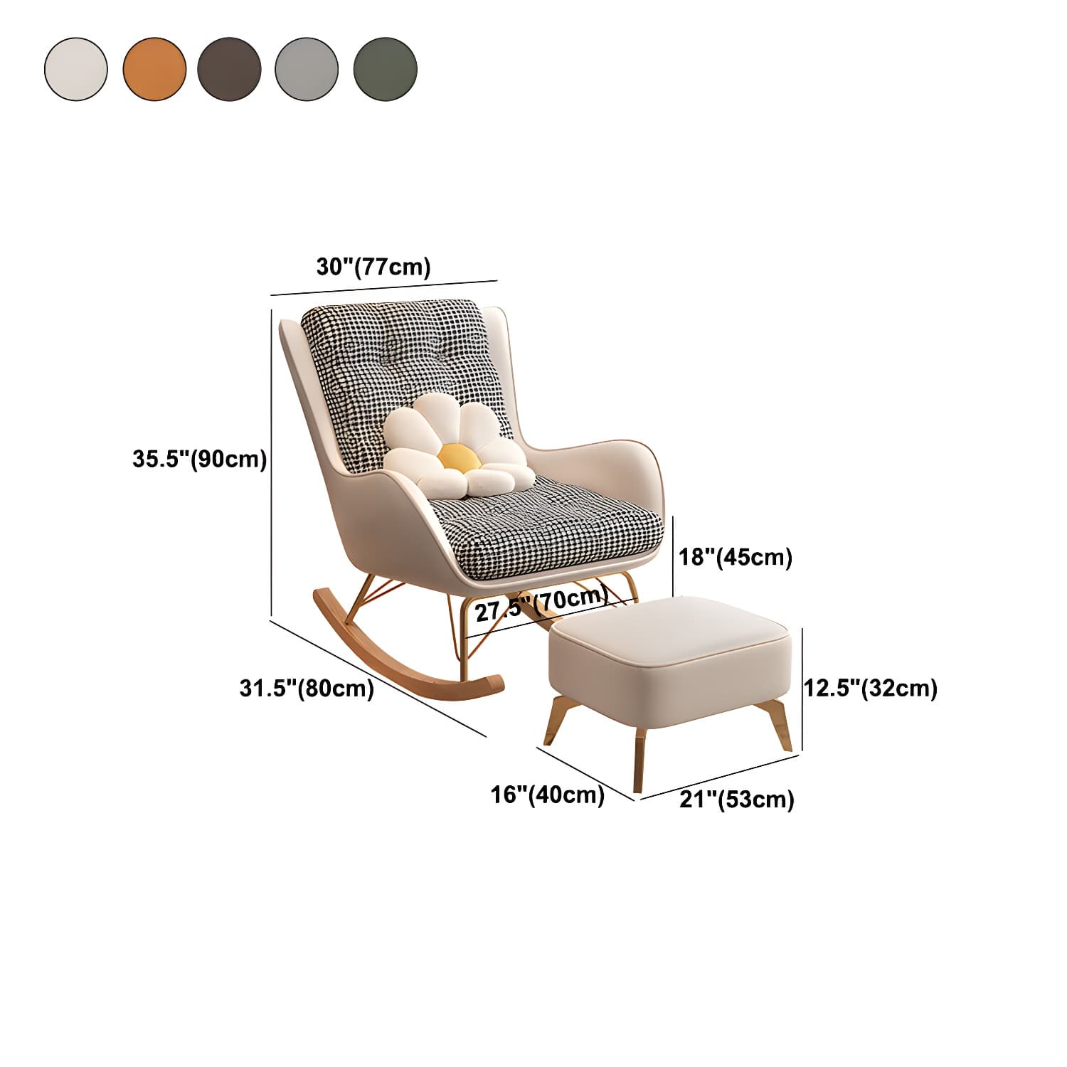 Contemporary Rocking Chair Fabric Upholstered Tufted Wing Chair Back Indoor Rocking Chair - image 15