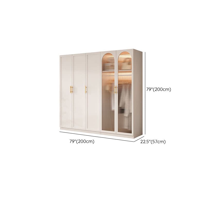 Simple Beige Engineered Wood Freestanding Armoire Cabinet with Soft Close Door, Clothing Rod & Interior Shelves - image 16