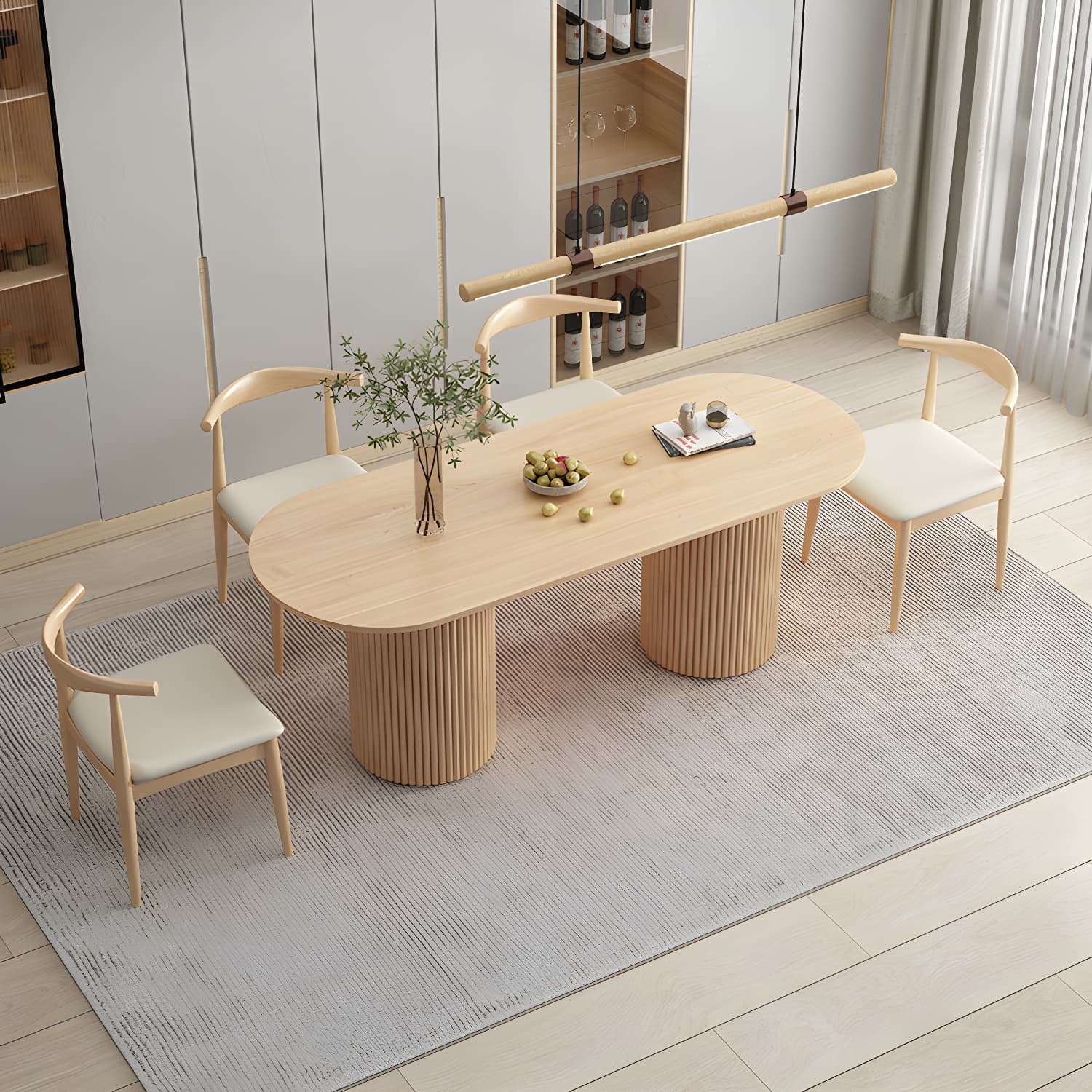 Modern Double Pedestal Table Oval Wood Dining Table for Home Kitchen - image 3