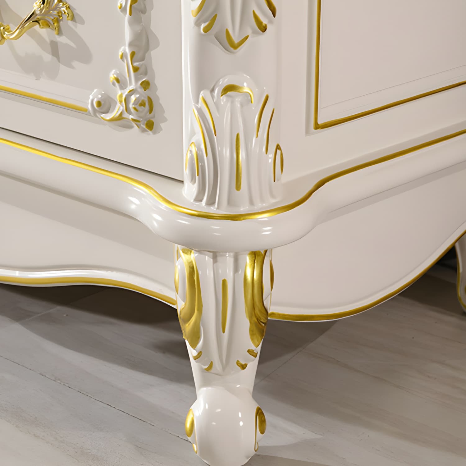 Traditional Marble Top TV Cabinet Solid Wood Crafted TV Stand for Living Room - image 7