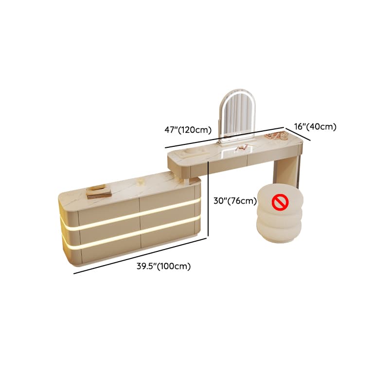 Art Deco Lumber Standard Length Makeup Vanity with Standing Mirror - image 20